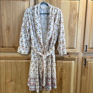 World Market Multicolor Boho Aztec Fair Isle Cozy Loungewear Patterned Robe OS
